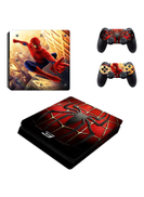 مجموعة ملصقات مطبوعة لوحدة التحكم ووحدة التحكم من Spider-Man 3 مكونة من 4 قطع لجهاز PlayStation 4 Slim