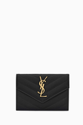 SAINT LAURENT Cassandre Small Envelope Wallet in Matelasse Leather