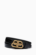 Balenciaga BB Thin Belt in Crocodile Embossed Calfskin
