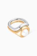 Charlotte Chesnais Pearl Eclipse Ring in 18kt Vermeil & Rhodium
