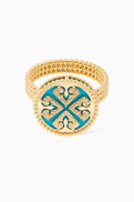 Damas Lace Ring with Diamonds & Turquoise in 18kt Yellow Gold