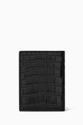 SAINT LAURENT Tiny Monogram Credit Card Wallet in Croc-embossed Leather