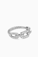 David Yurman Stax Diamond Pav Chain Link Ring in 18kt White Gold