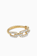 David Yurman Stax Diamond Pave Chain Link Ring in 18kt Yellow Gold