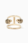 McQueen Twin Skull Double Ring in Gold-tone Brass