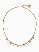 McQueen Pearly Skull Necklace in Brass