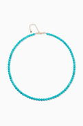 Mateo New York Turquoise Beaded Anklet in 14kt Yellow Gold