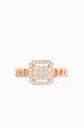 Samra Quwa Square Diamond Single Ring in 18kt Rose Gold