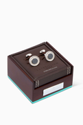 Tateossian Cable Oval Cufflinks with Hematite in Sterling Silver