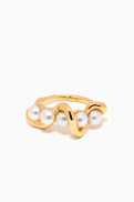 Missoma Molten Pearl Twisted Stacking Ring in 18kt Recycled Gold-plated Brass