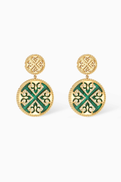 Damas Lace Diamond & Malachite Earrings in 18kt Gold