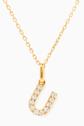 Fergus James U Letter Diamond Necklace in 18kt Gold