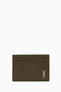 SAINT LAURENT Tiny Monogram Card Case in Grained Leather
