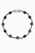 David Yurman Black Onyx & Diamonds Rosary Bracelet in Sterling Silver