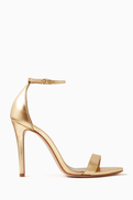 Schutz Stiletto 110 Sandals in Metallic Leather