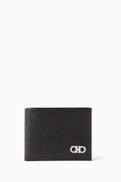 Ferragamo Revival Gancini Bi-fold Wallet in Hammered Leather