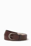 Brunello Cucinelli Monili-embellished Belt in Grained Calfskin Leather