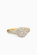 David Yurman Petite Pinky Ring with Pave Diamonds in 18kt Yellow Gold