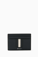 Bally Logo Stripe Cardholder in Grained Leather
