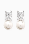 Tai Jewelry Emerald-cut Crystal & Pearl Drop Earrings in Sterling Silver
