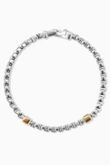 David Yurman Double Box Chain Bracelet in Sterling Silver & 18kt Yellow Gold, 10.5mm