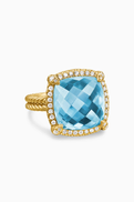 David Yurman Chatelaine Diamond & Blue Topaz Ring in 18kt Gold