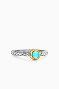 David Yurman Modern Cable Turquoise Ring in Silver & 14kt Gold