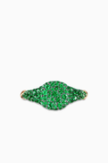 David Yurman Petite Pave Pinky Ring in 18kt Yellow Gold with Emeralds