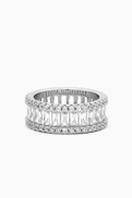 Tai Jewelry Crystal Baguette Band Ring Sterling Silver-plated Brass