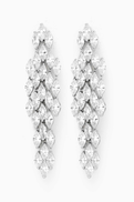 CZ by Kenneth Jay Lane Marquis-cut Graduated Drop Earrings in Rhodium-plated Brass