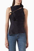 Coperni Asymmetric Flower Top in Stretch Nylon