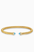 David Yurman Cablespira Blue Topaz & Diamond Flex Bracelet in 18kt Gold