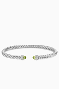 David Yurman Cablespira Peridot & Diamond Flex Bracelet in Sterling Silver