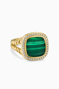 David Yurman Albion Diamond Ring in Malachite & 18kt Yellow Gold