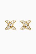 David Yurman Crossover X Stud Diamond Earrings in 18kt Yellow Gold