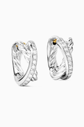 David Yurman Crossover Diamond Huggie Earrings in Sterling Silver