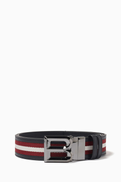 Bally B Bold Reversible Belt in Leather & Canvas