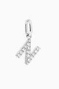 Fergus James Letter 'N' Diamond Charm in 18kt White Gold