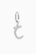Fergus James Arabic Letter Khaa خ Diamond Charm in 18kt White Gold