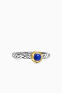 David Yurman Petite Cable Lapis Lazuli Ring in Sterling Silver & 14kt Gold
