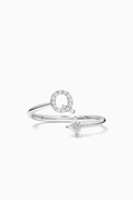 Fergus James Letter 'Q' Princess Diamond Ring in 18kt White Gold