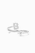 Fergus James Letter 'B' Princess Diamond Ring in 18kt White Gold