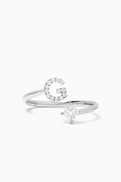 Fergus James Letter 'G' Princess Diamond Ring in 18kt White Gold