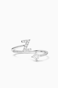 Fergus James Letter 'Z' Princess Diamond Ring in 18kt White Gold