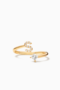Fergus James Letter 'S' Princess Diamond Ring in 18kt Yellow Gold