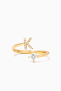 Fergus James Letter 'K' Princess Diamond Ring in 18kt Yellow Gold