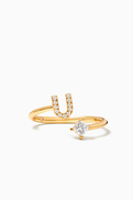 Fergus James Letter 'U' Princess Diamond Ring in 18kt Yellow Gold