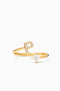 Fergus James Letter 'P' Princess Diamond Ring in 18kt Yellow Gold