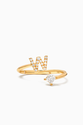 Fergus James Letter 'W' Princess Diamond Ring in 18kt Yellow Gold