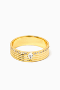 Tai Jewelry CZ Ridged Ring in Gold-plated Brass